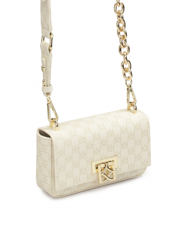 Wzorzysta mała torebka na pasku z łańcuchem