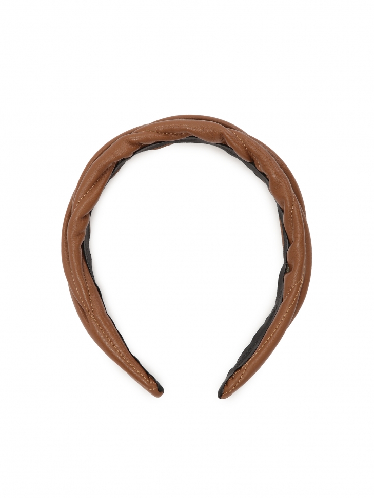 Elegancka skórzana opaska do włosów z małym monogramem KAZAR