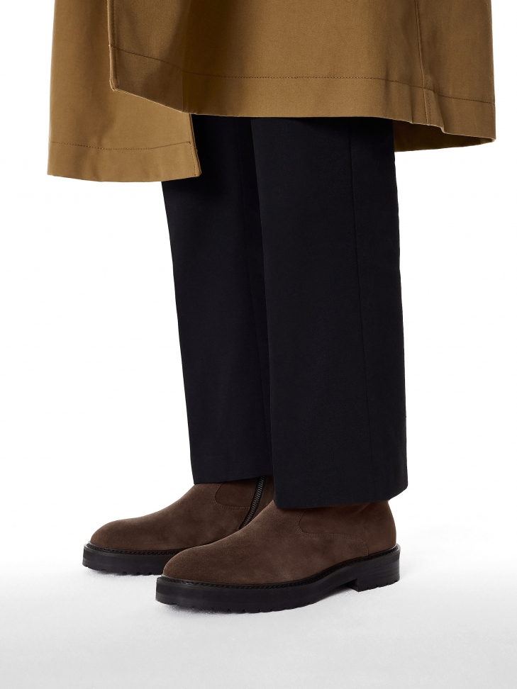 Brązowe trzewiki z zamszu na trepowej podeszwie