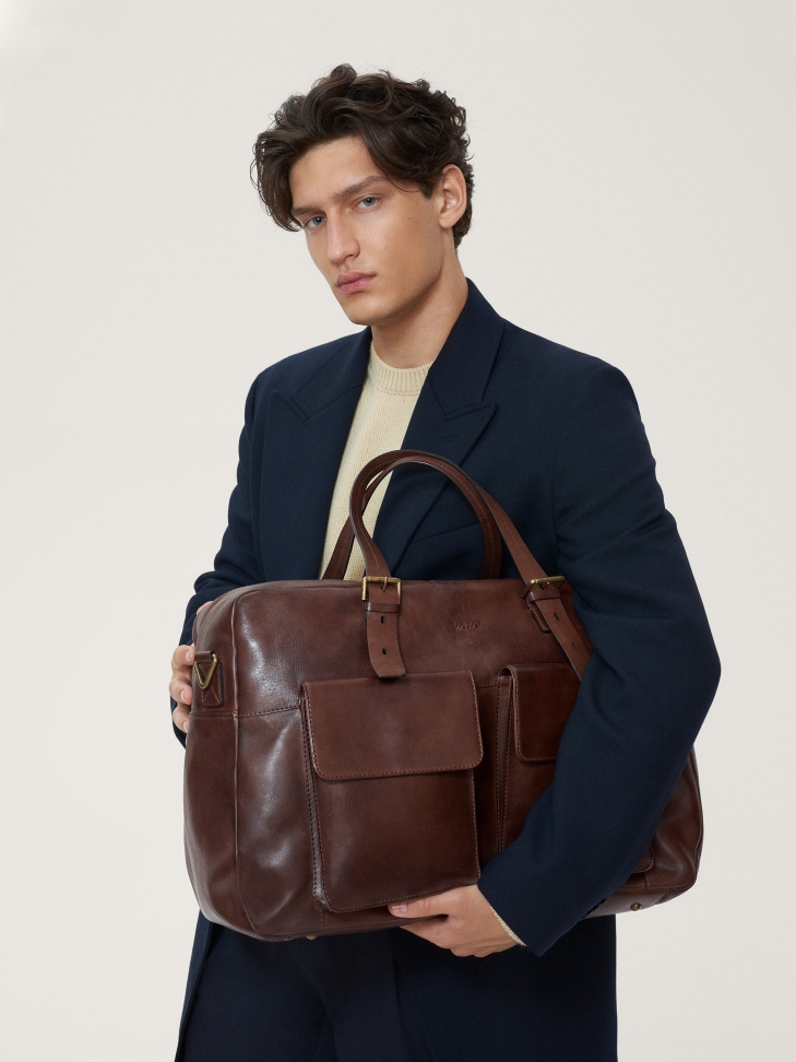 Elegancka skórzana torba podróżna z licowej skóry