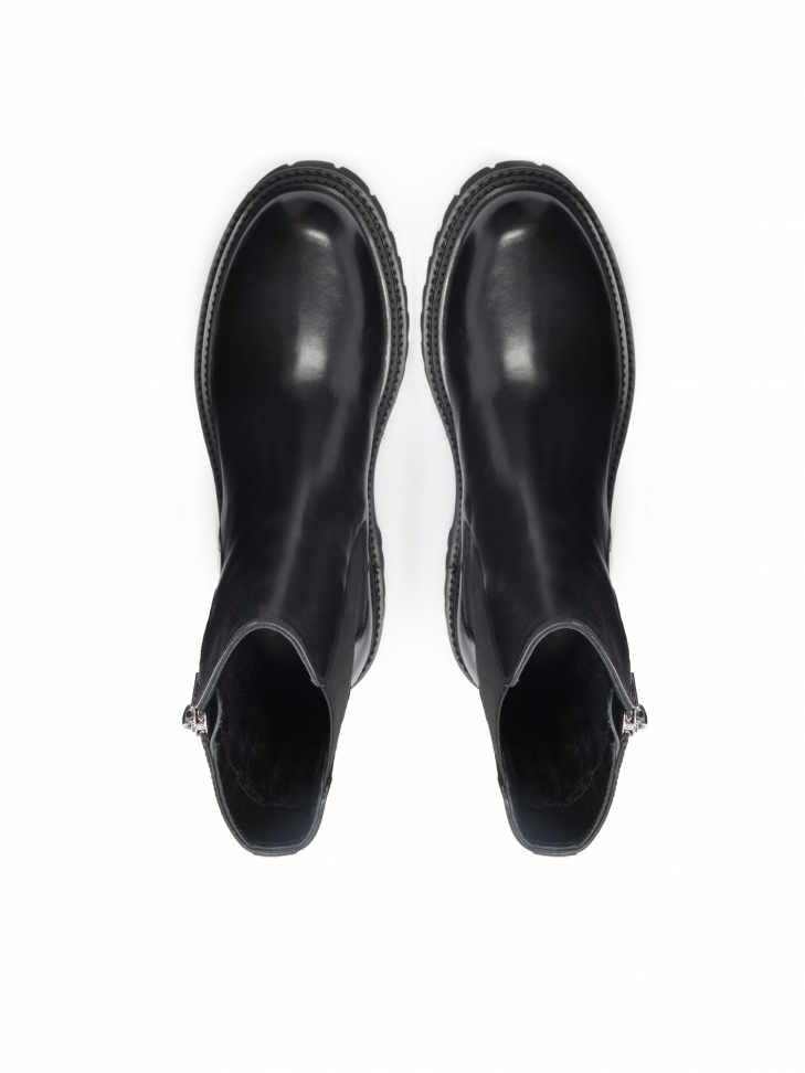 Skórzane trzewiki męskie na grubej podeszwie z bieżnikiem