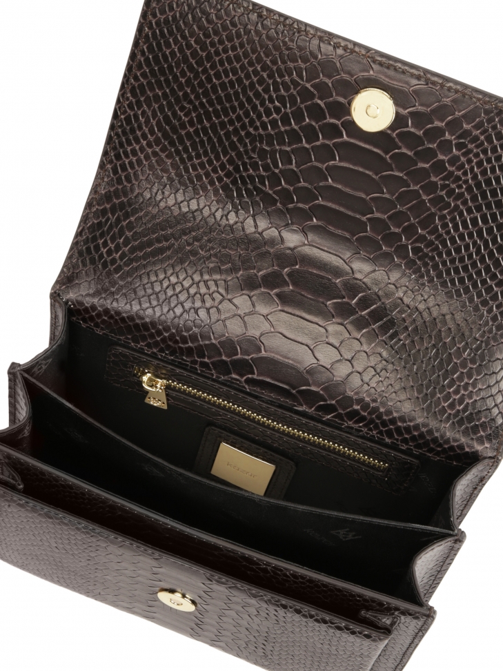 Brązowa torebka z tłoczonej skóry