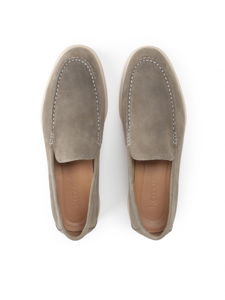 Zamszowe półbuty męskie w kolorze taupe