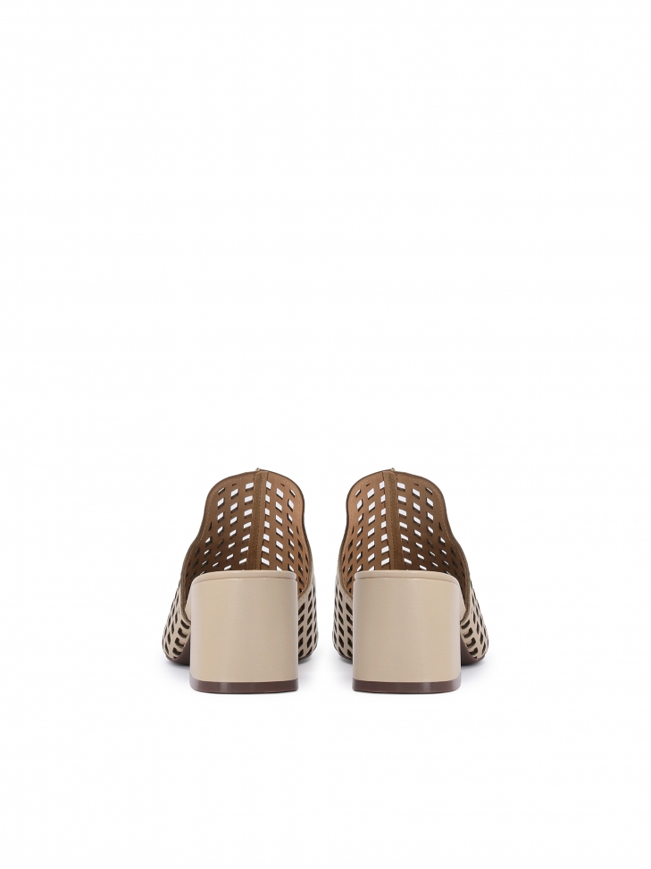 Stylowe klapki na słupku z ażurowym wycięciem