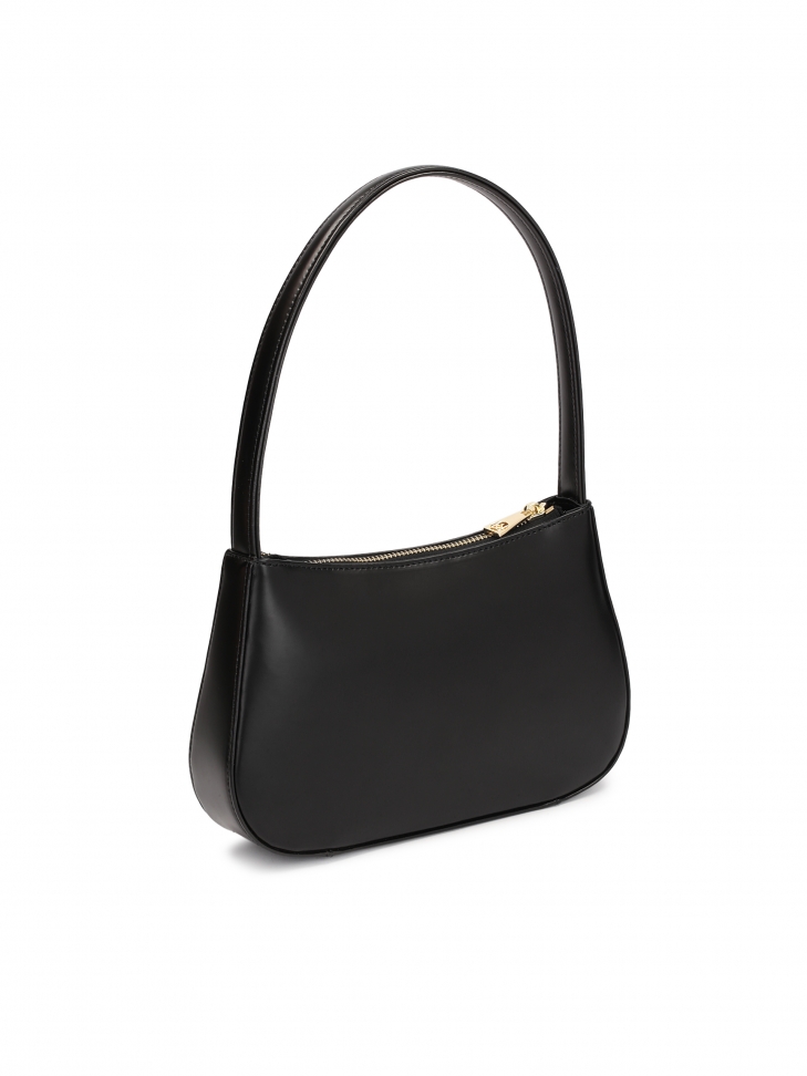 Mała czarna torebka na ramię z licowej skóry