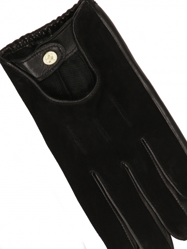 Czarne rękawiczki z dwój rodzajów skór