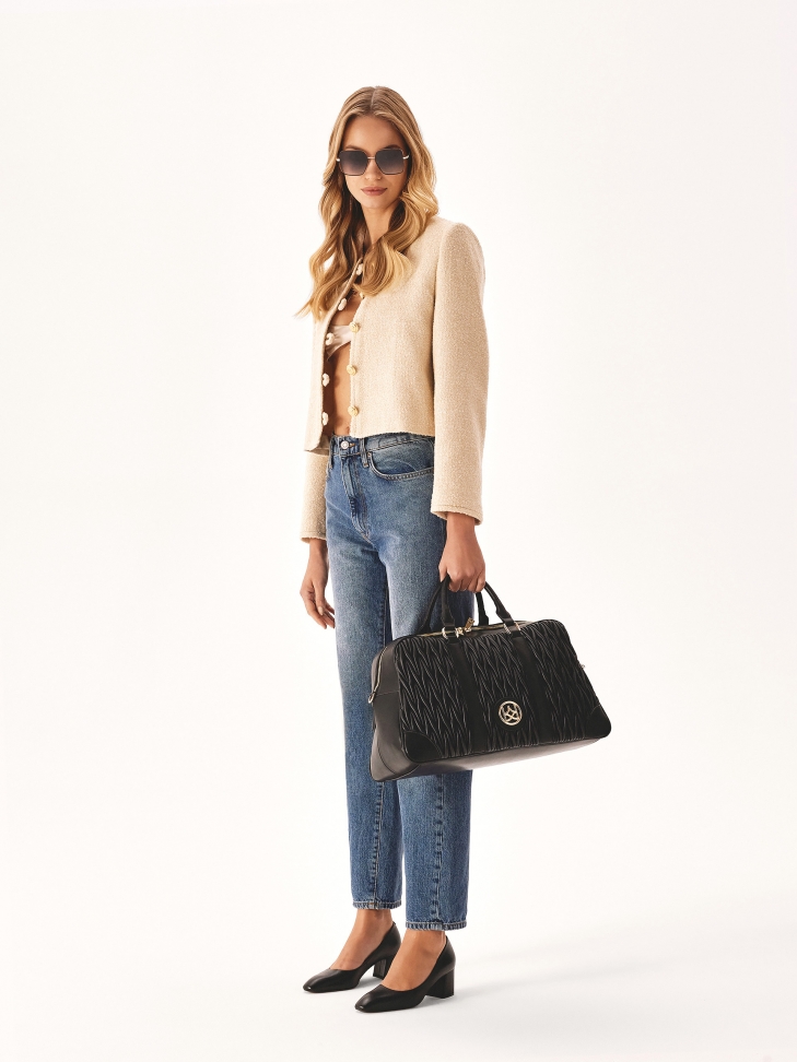 Klasyczne czarne czółenka na szerokim obcasie