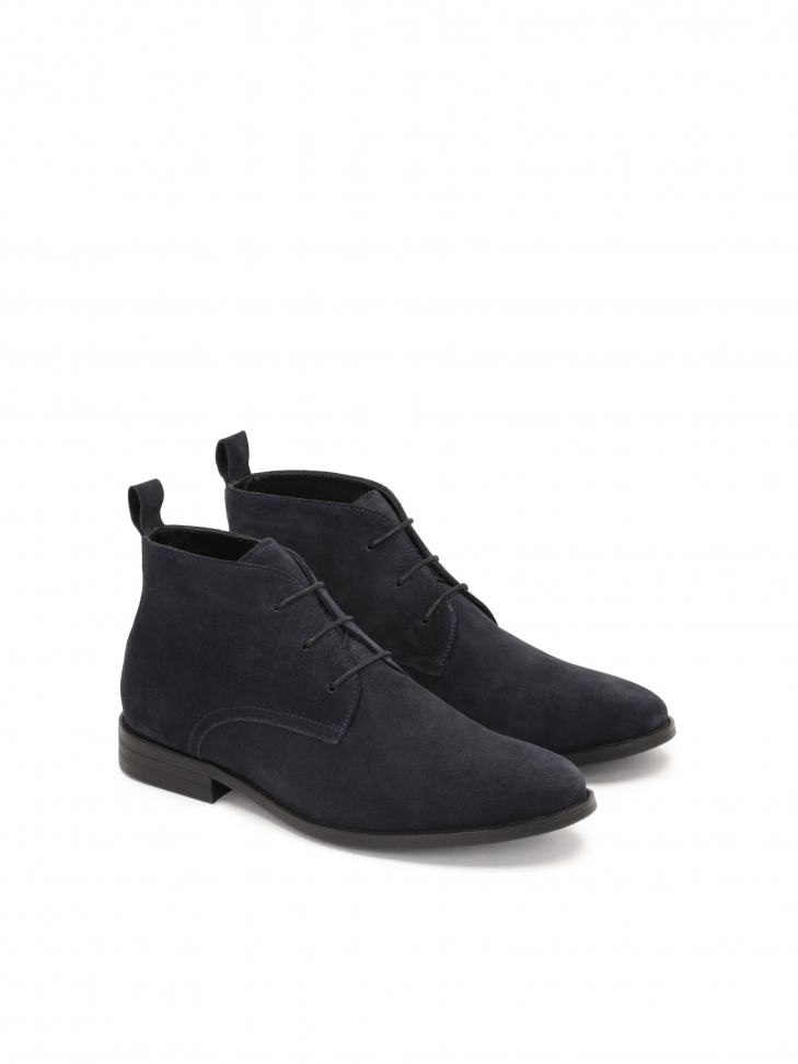 Granatowe męskie trzewiki z zamszu