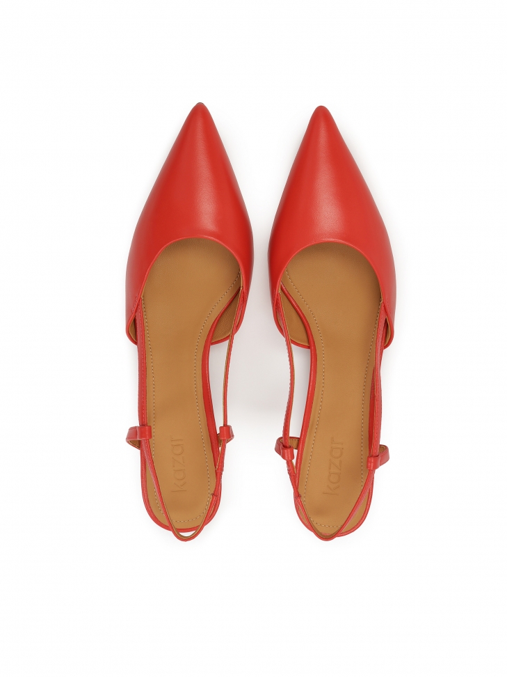 Czerwone niskie czółenka z odytą piętą