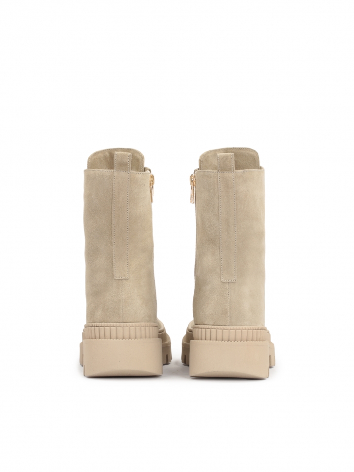 Trzewiki damskie z ciemnobeżowego zamszu