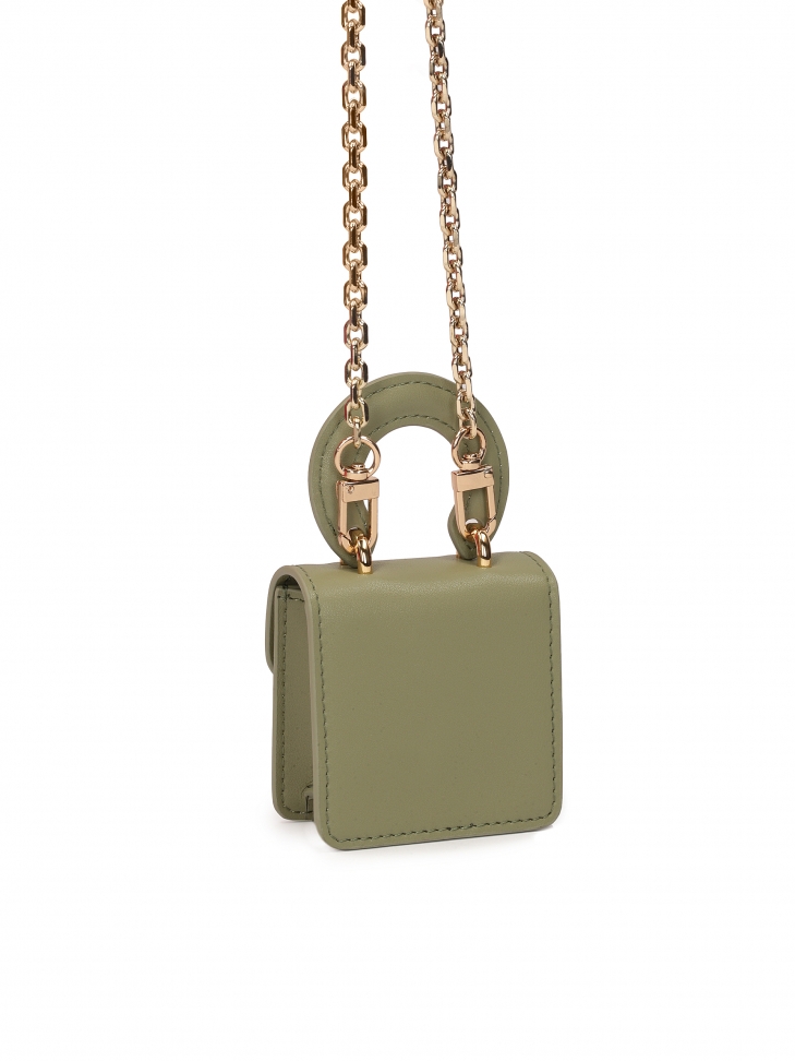 Oliwkowa mini torebka z uchwytem i łańcuszkiem