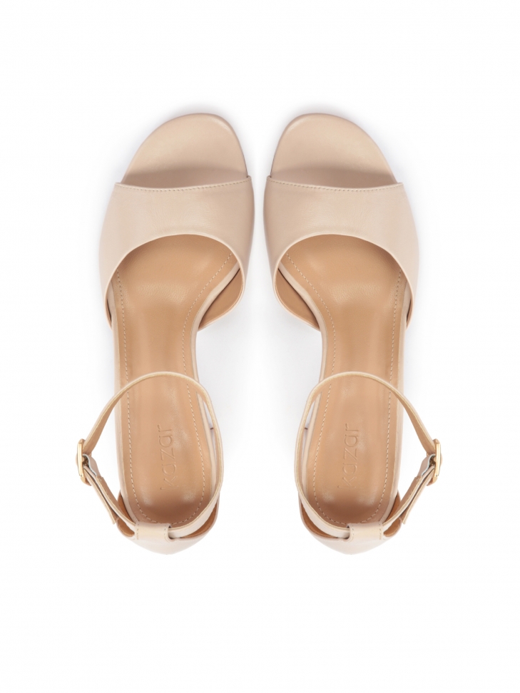 Beżowe sandały damskie na wygodnym obcasie