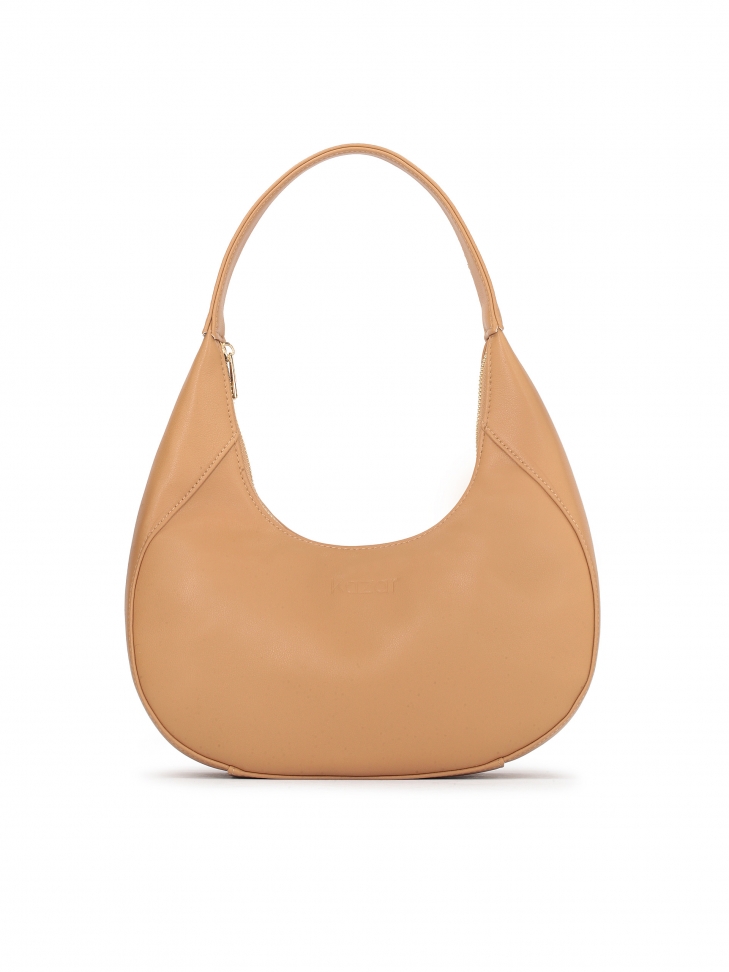 Jasnobrązowa skórzana torebka półksiężyc