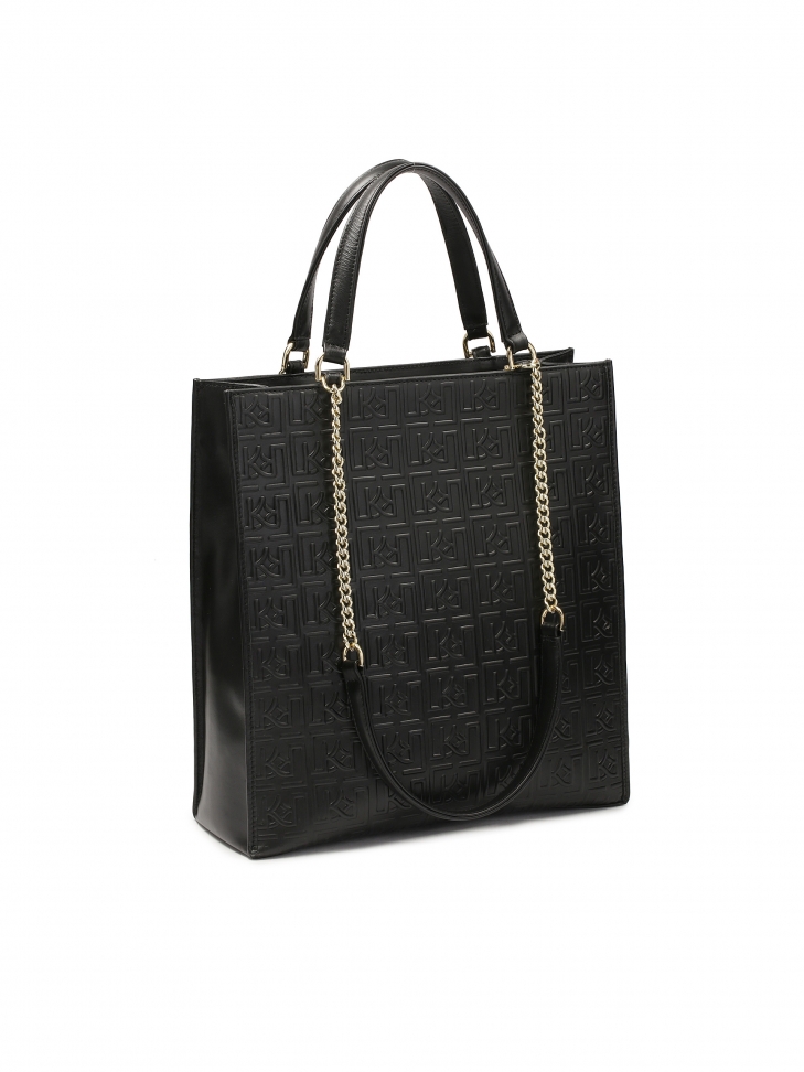 Duża prosta torebka zdobiona tłoczonym wzorem