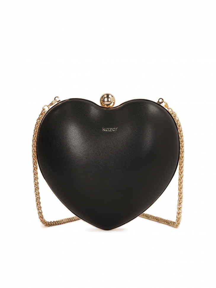 Czarna sztywna torebka wieczorowa serce