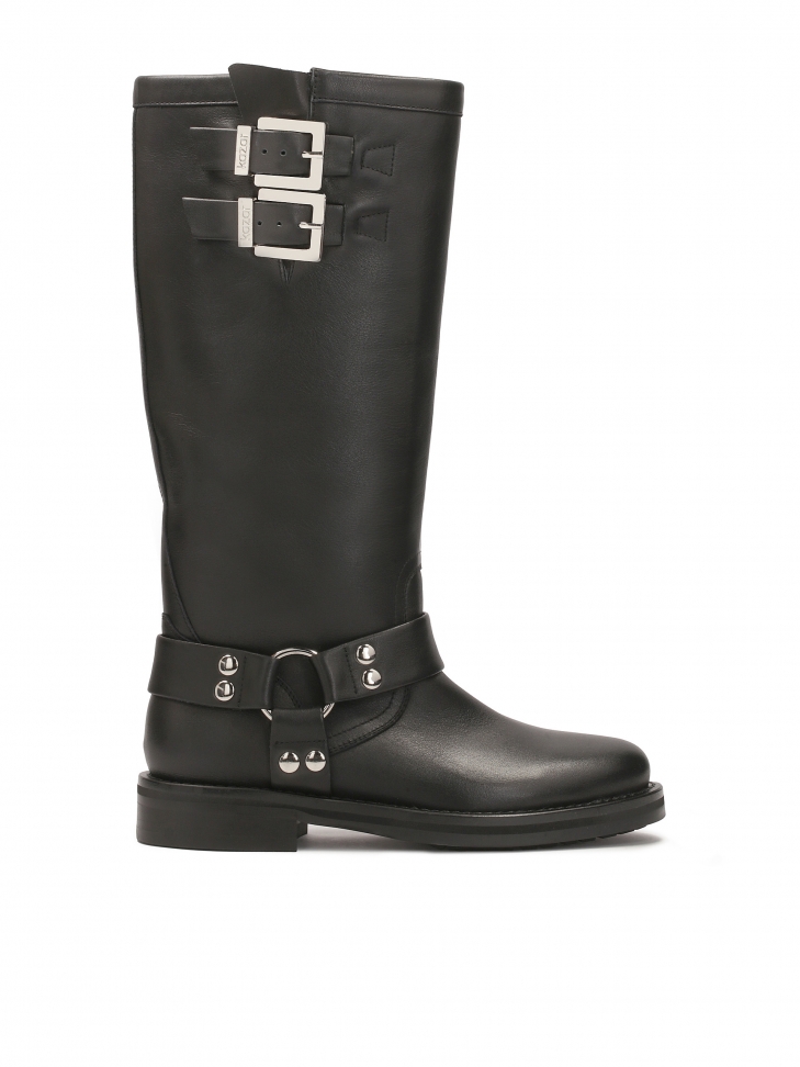 Skórzane kozaki z klamrami