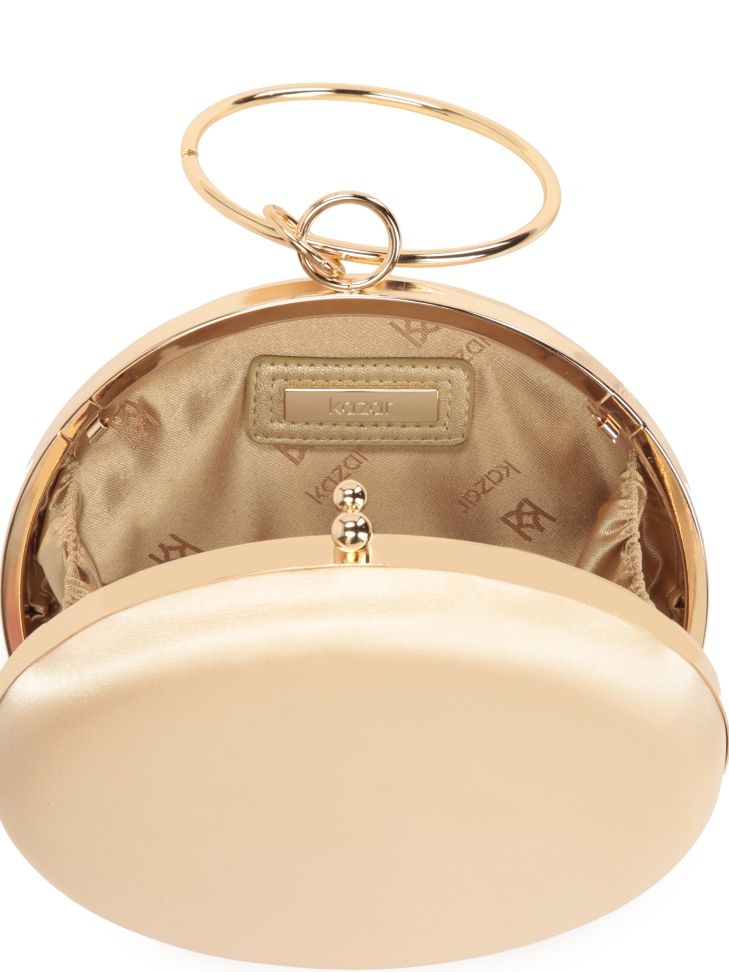 Sztywna oągła torebka ze otej tkaniny