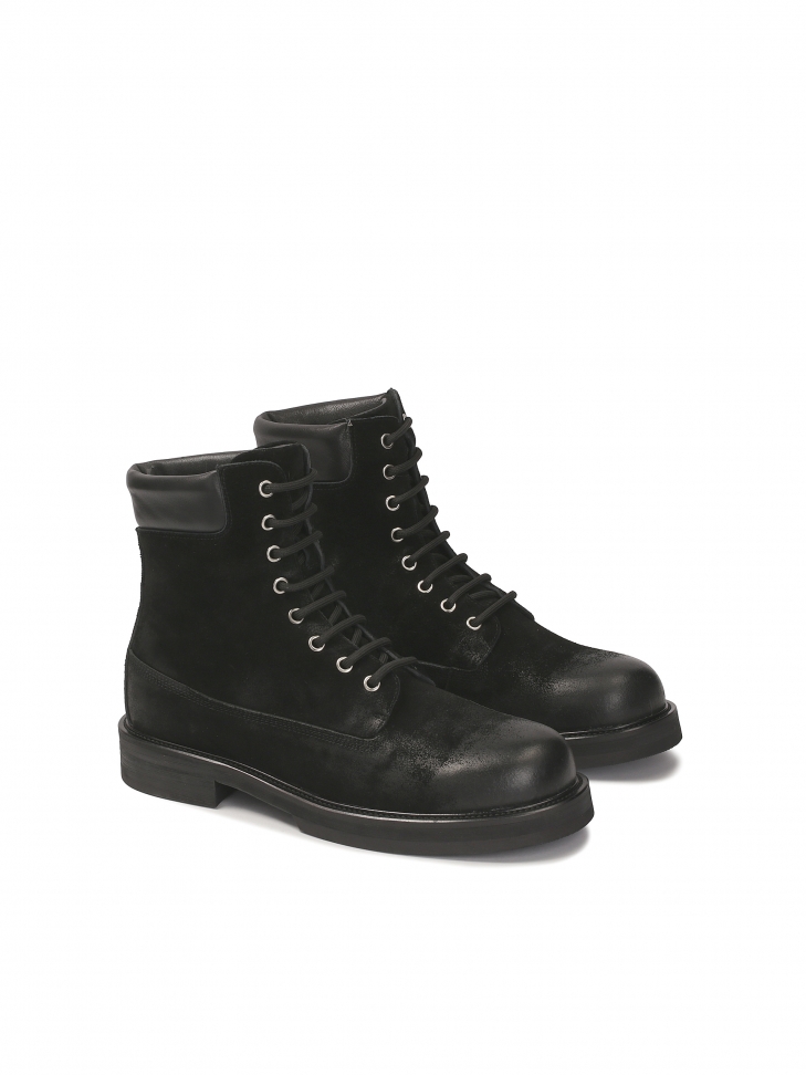 Uniwersalne czarne trzewiki męskie z zamszu