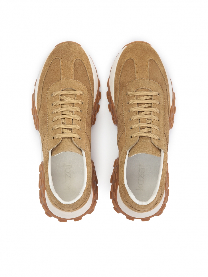 Atrakcyjne beżowe sneakersy męskie na podwyższonej podeszwie