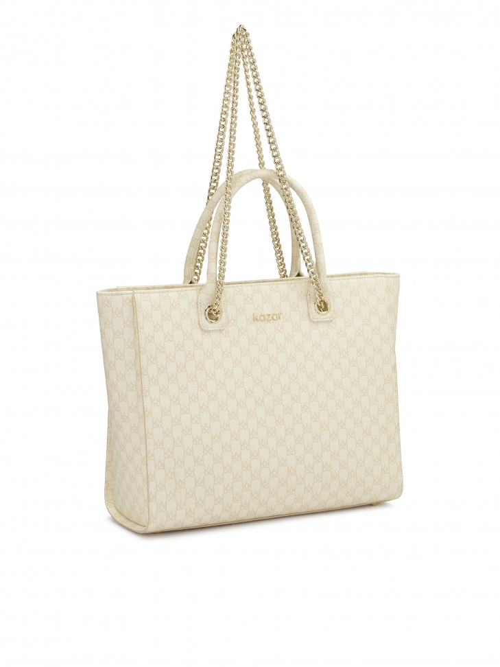 Duża torebka z rączkami i łańcuchami