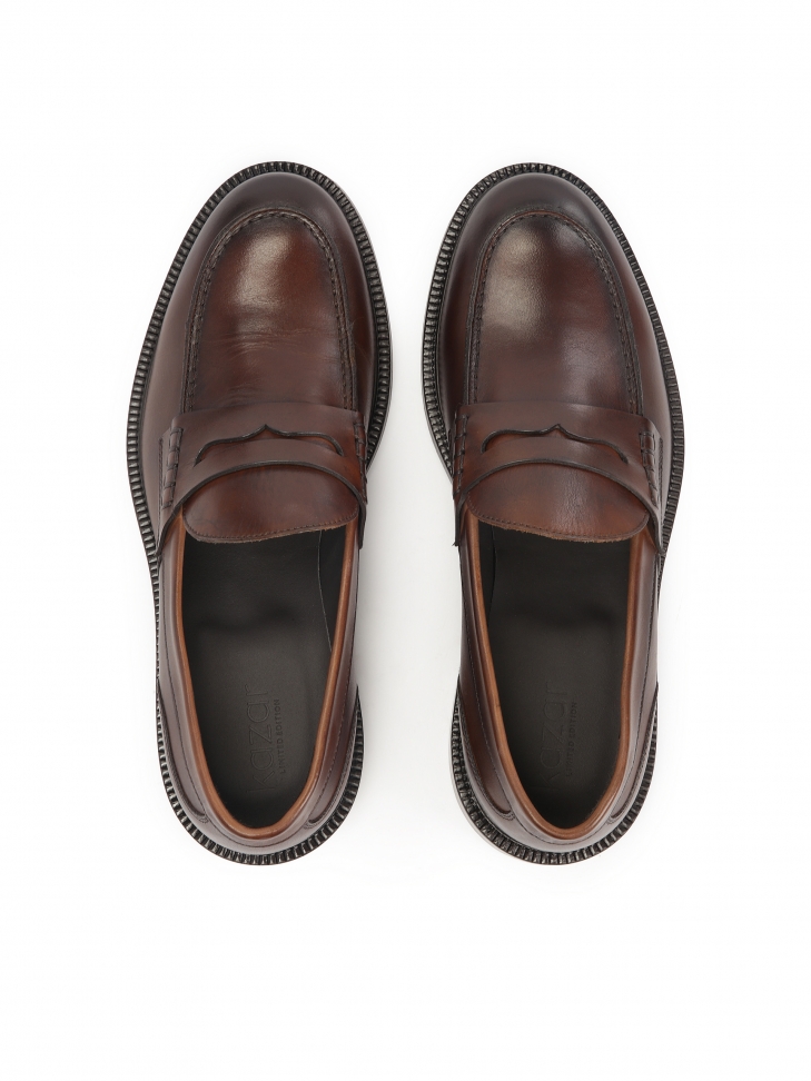 Brązowe loafersy ze skórzaną podeszwą