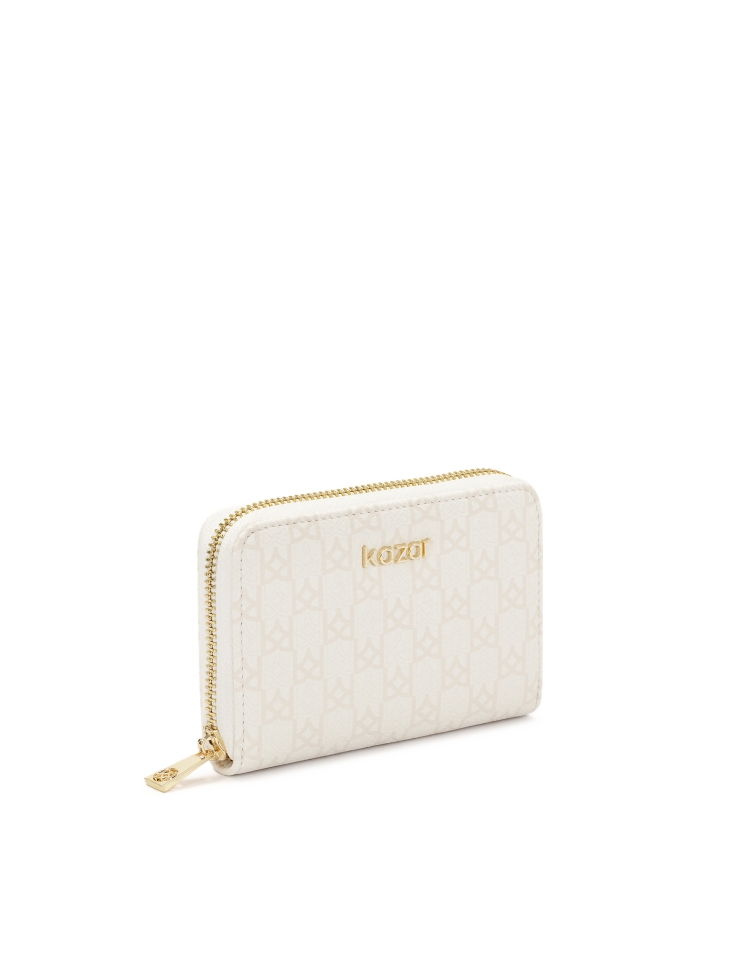 Wzorzysty mały portfel z naturalnej skóry