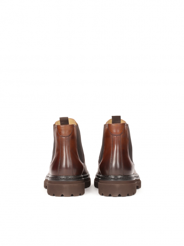 Brązowe skórzane sztyblety męskie