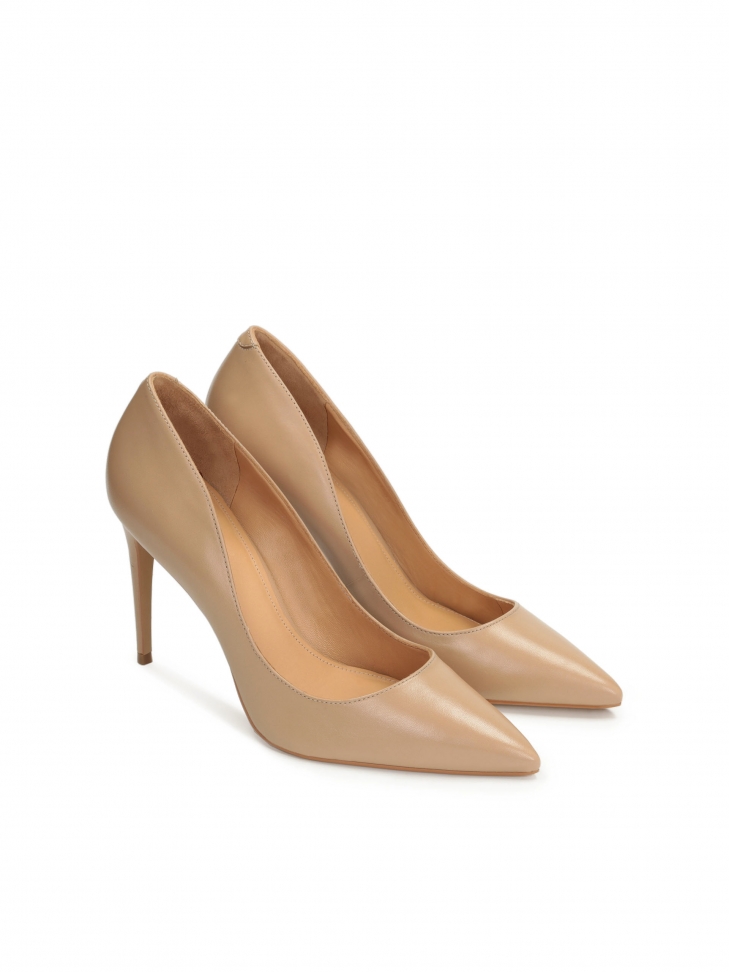 Skórzane czółenka w kolorze nude