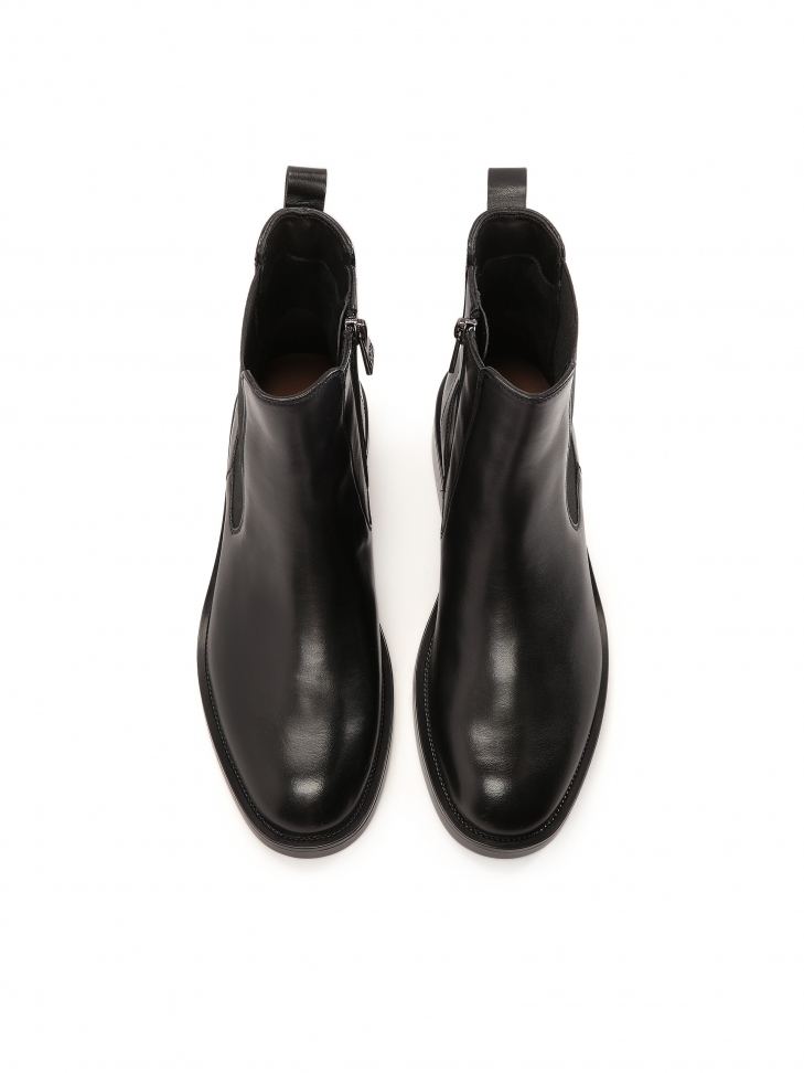 Skórzane botki z gumami i suwakiem