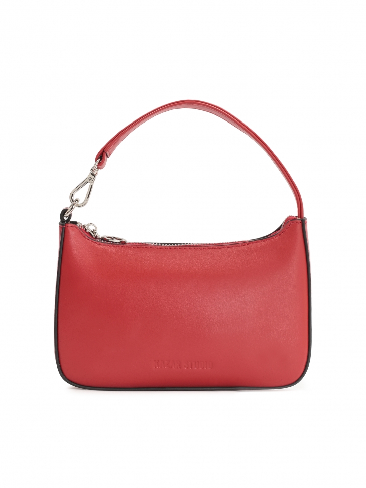 Czerwona torebka ze skóry licowej do noszenia za uchwyt