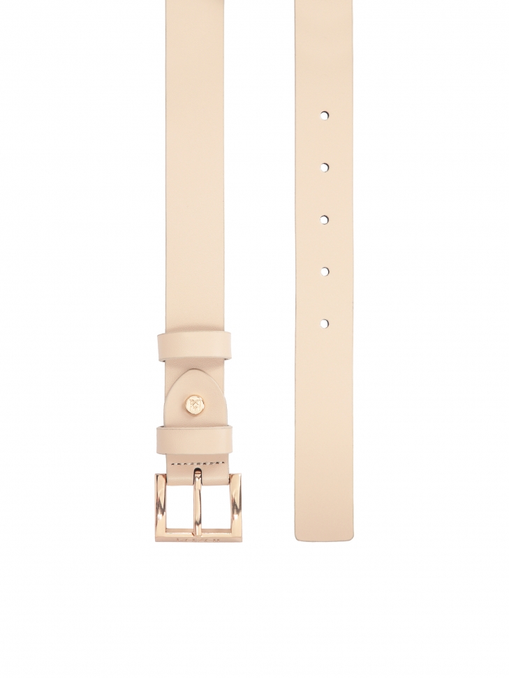 Skórzany pasek w neutralnym beżowym kolorze