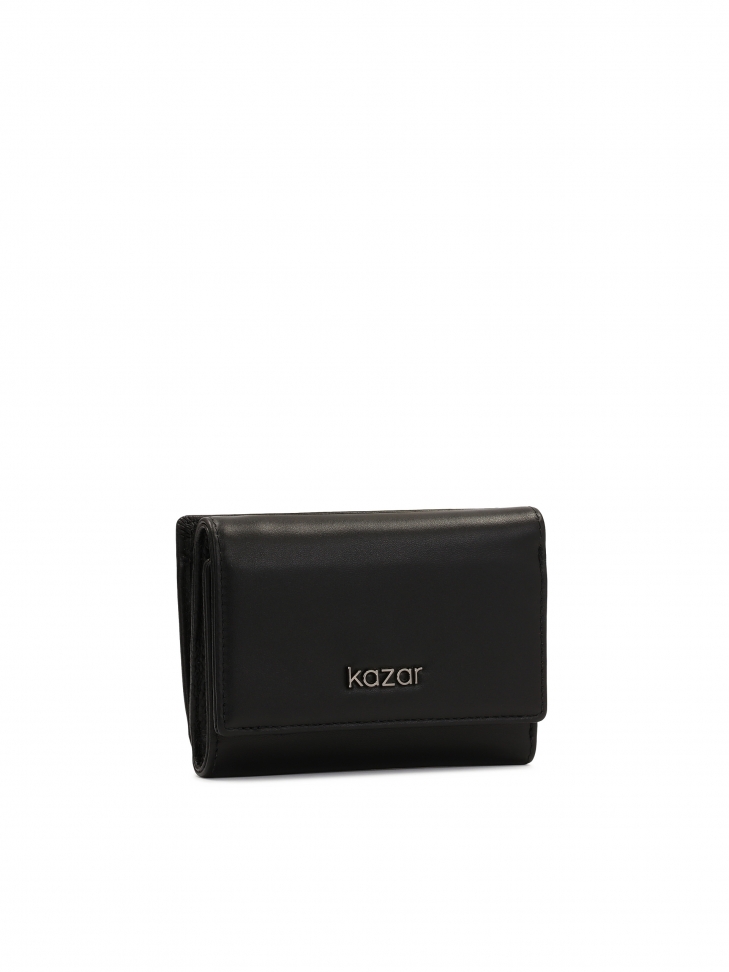 Kompaktowy czarny portfel ze skóry