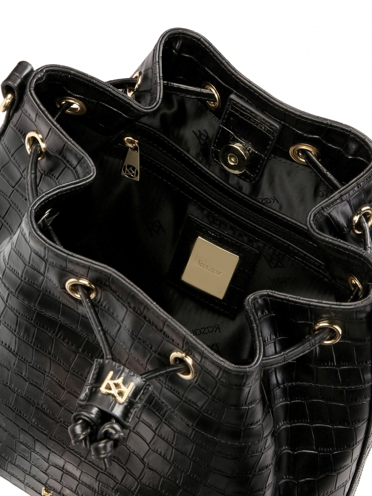 Torebka worek z tłoczonej skóry oko