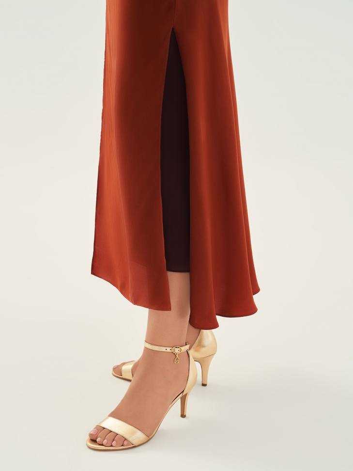 Skórzane ote sandały na wygodnym obcasie