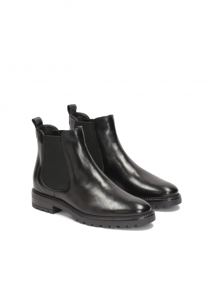 Niskie sztyblety z licowej skóry