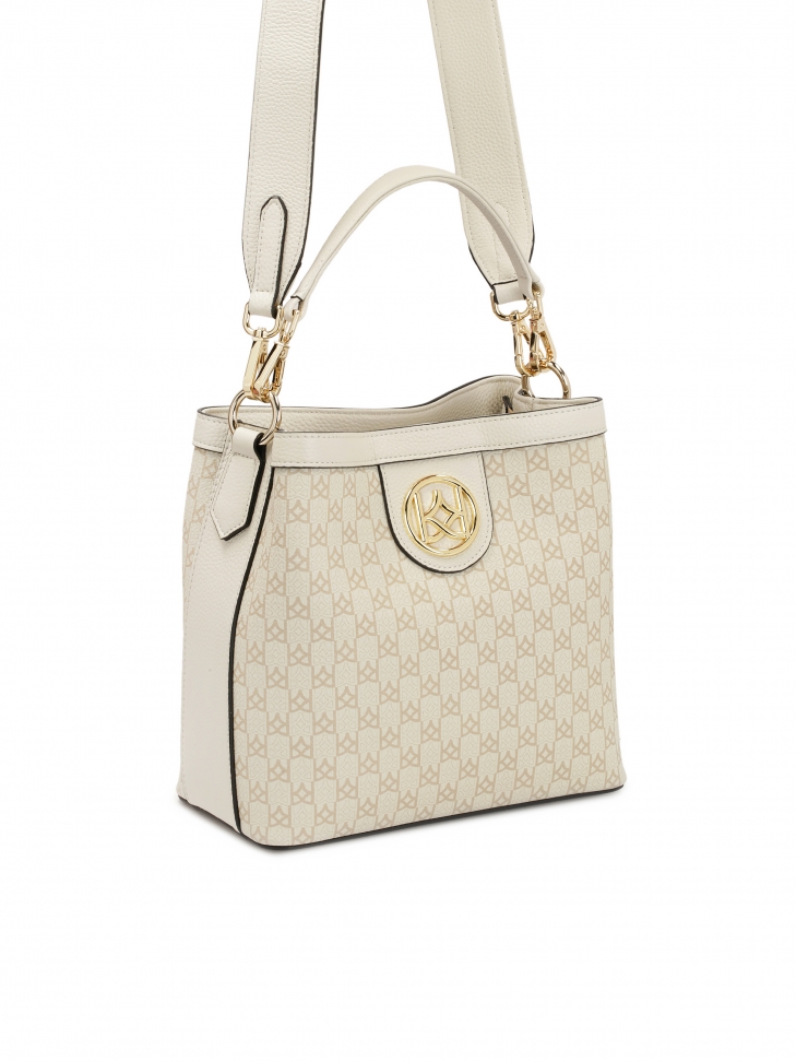 Skórzana torebka z rączką i szerokim paskiem