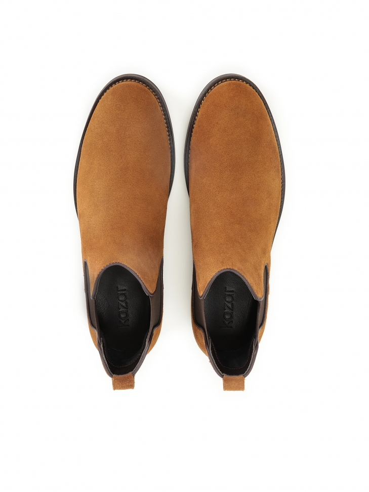 Brązowe sztyblety męskie na warstwowej podeszwie z bieżnikiem