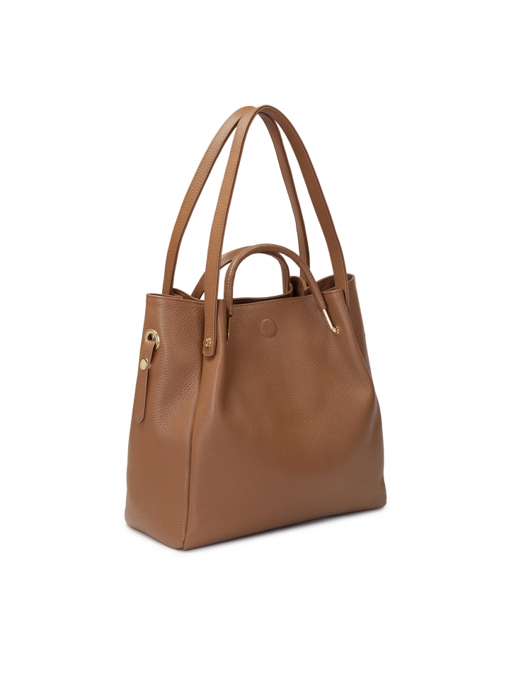 Duża brązowa torebka z oryginalnymi uchwytami