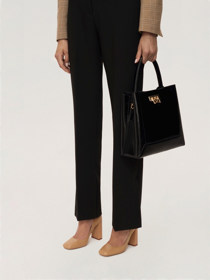 Eleganckie skórzane czółenka damskie na wysokim słupku