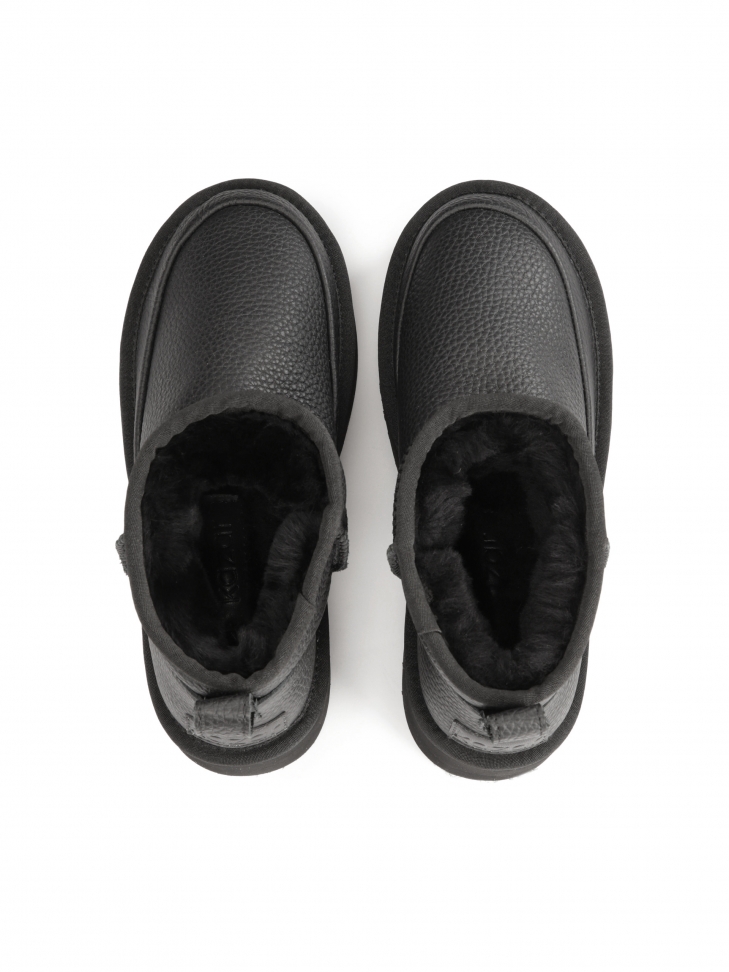 Skórzane śniegowce z niską cholewką