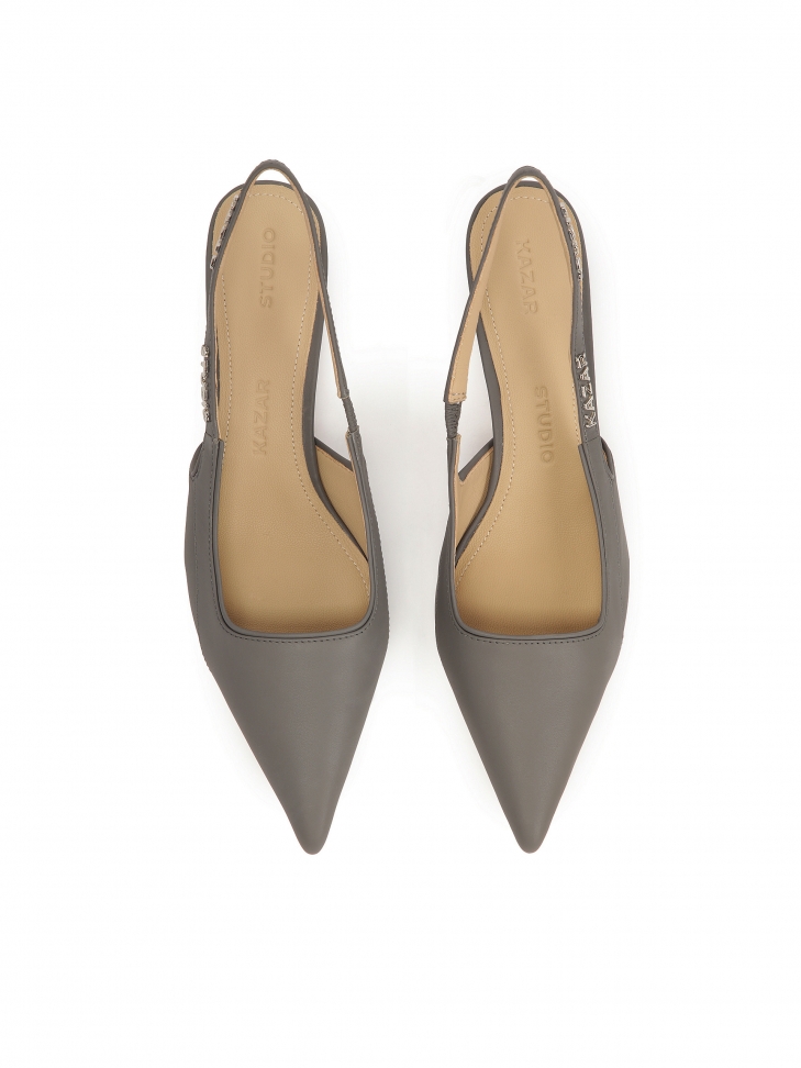 Skórzane czółenka z otwartą piętą