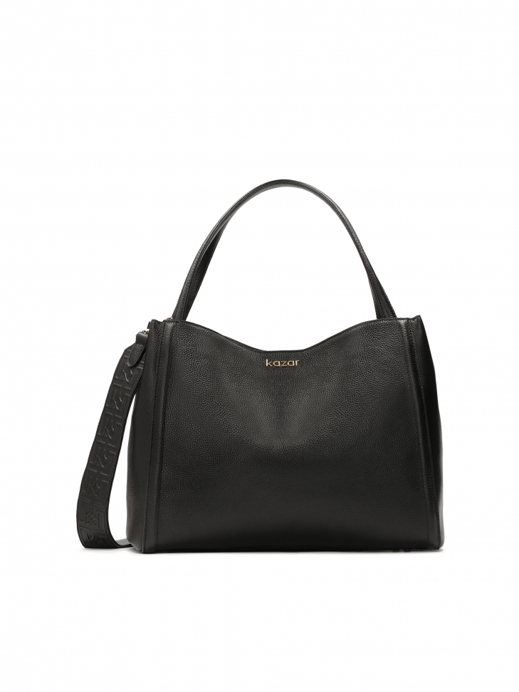 Duża czarna torebka z miękkiej skóry