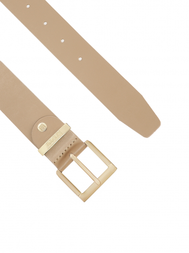 Prosty skórzany pasek w taupe kolorze