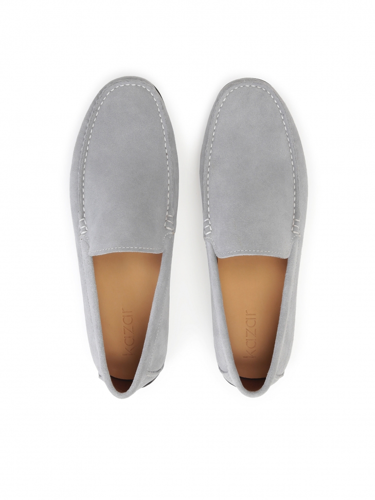 Szare mokasyny z zamszu na wygodnej podeszwie