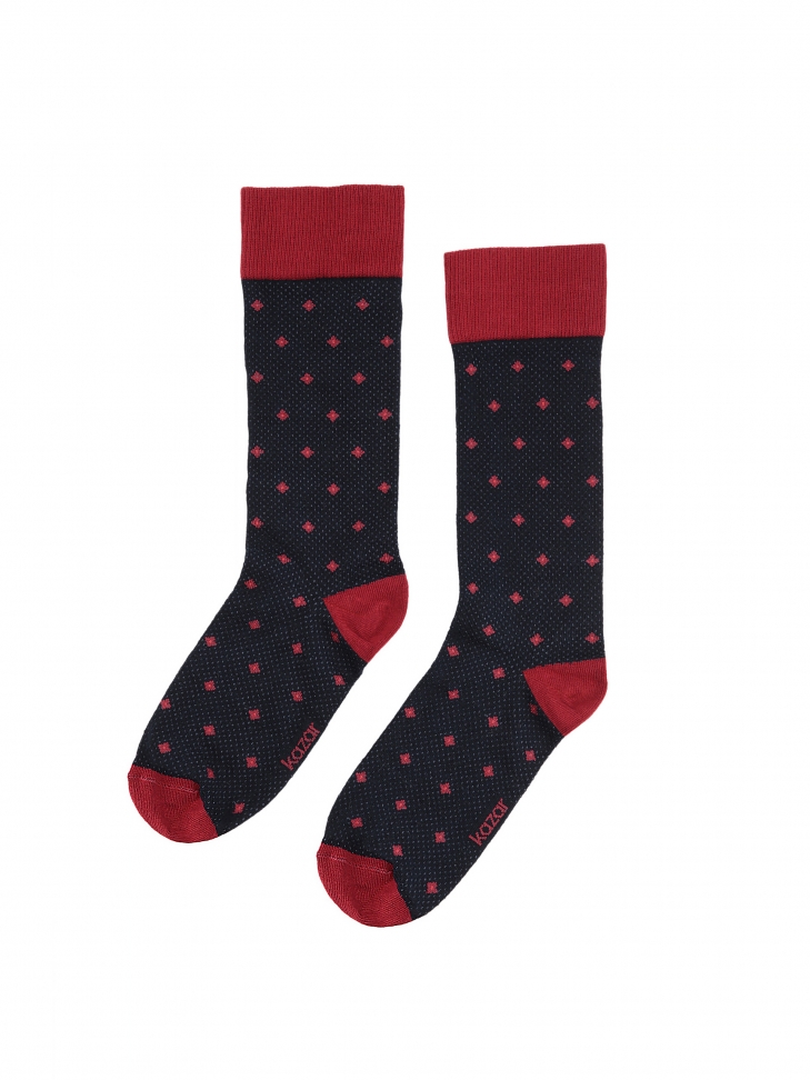Granatowe skarpety w bordowy wzór