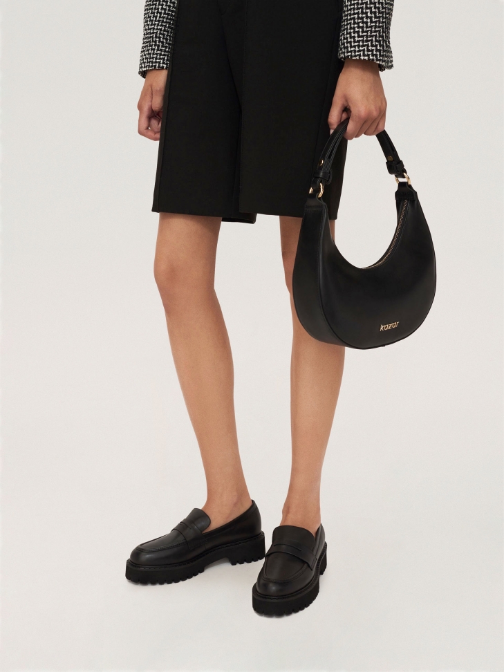 Wsuwane skórzane półbuty na grubej podeszwie