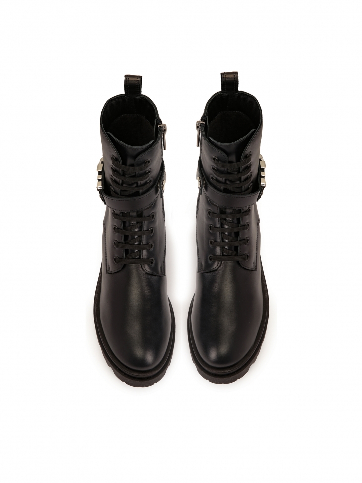 Czarne trzewiki z odpinanym paskiem