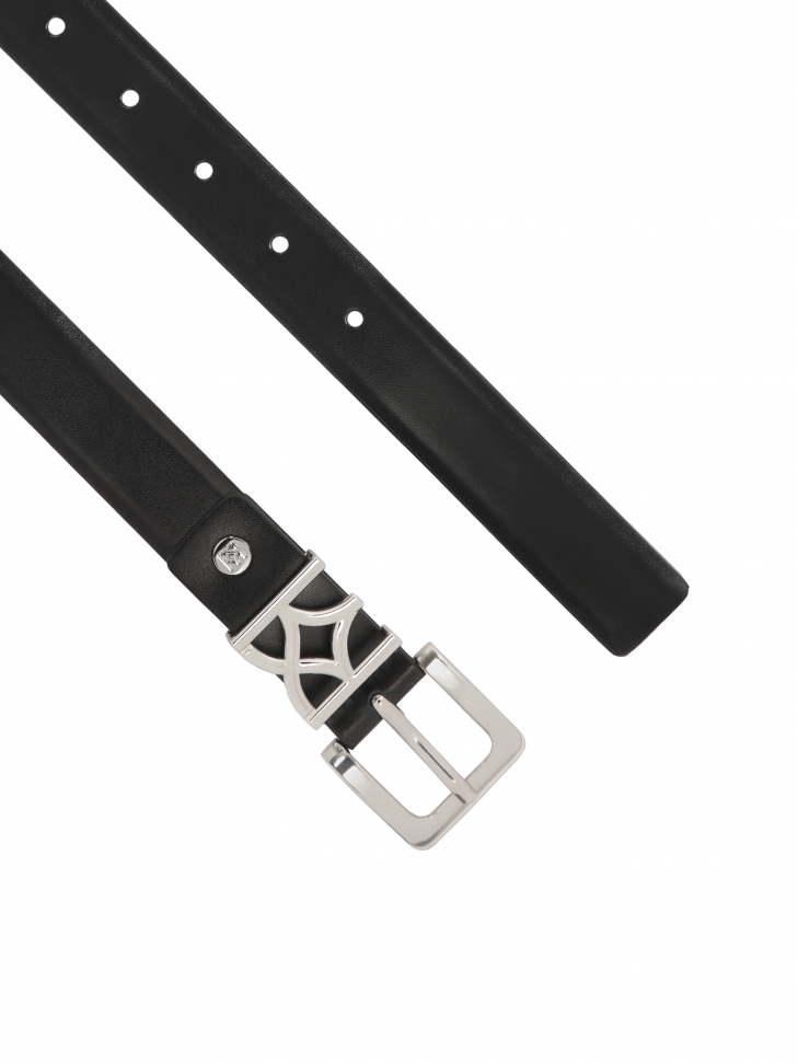 Wąski skórzany pasek z logowaną szlufką
