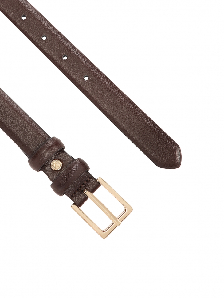 Brązowy wąski pasek z kwadratową klamrą