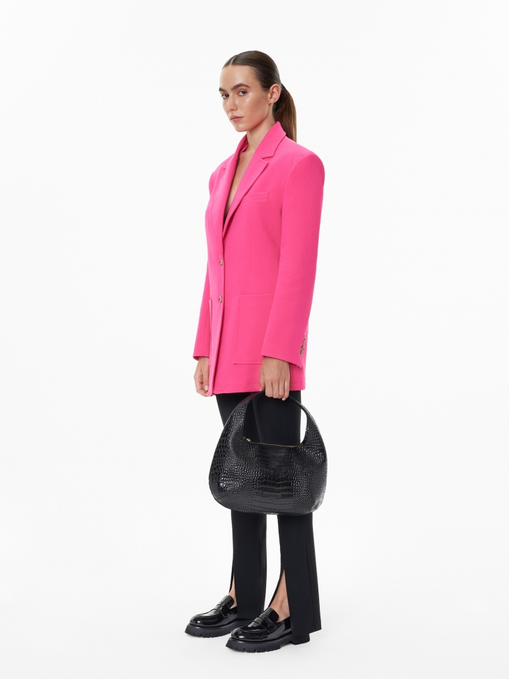 Czarne skórzane półbuty loafersy damskie